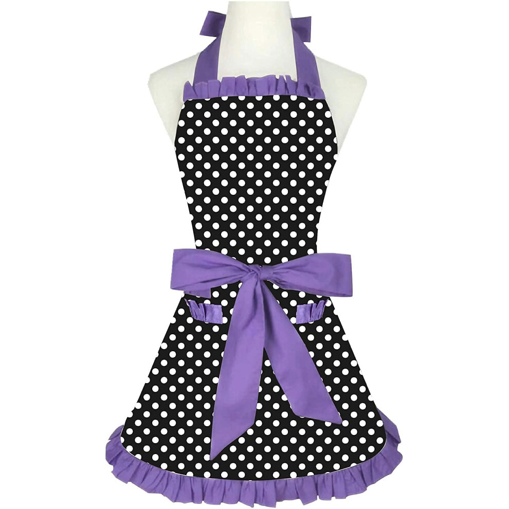 RosieLily Tablier vintage pour femme, violet, avec poches, style r   tro, joli tablier de cuisine, pour la cuisine, la p   tisserie, robe coquette en
