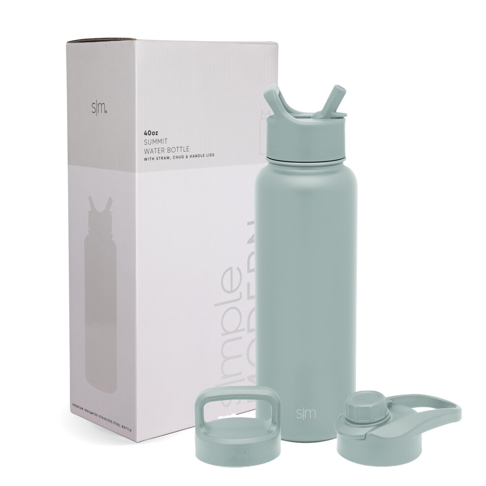 Bouteille D'eau Simple Et Moderne Avec Anse En Paille Et Couvercle Isotherme En Acier Inoxydable | Grande Gourde De Sport Tanche Et Sans Bpa | C-image