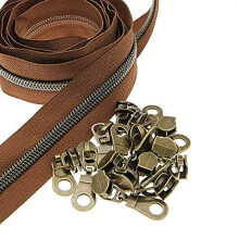 #5 fmes nylon tekercscipzr a The Yardtl Barna szalag 10 yard 25 db-os antik srgarz cipzros csszkkkal Fmes fogak varr cipzrok barkcsolsho