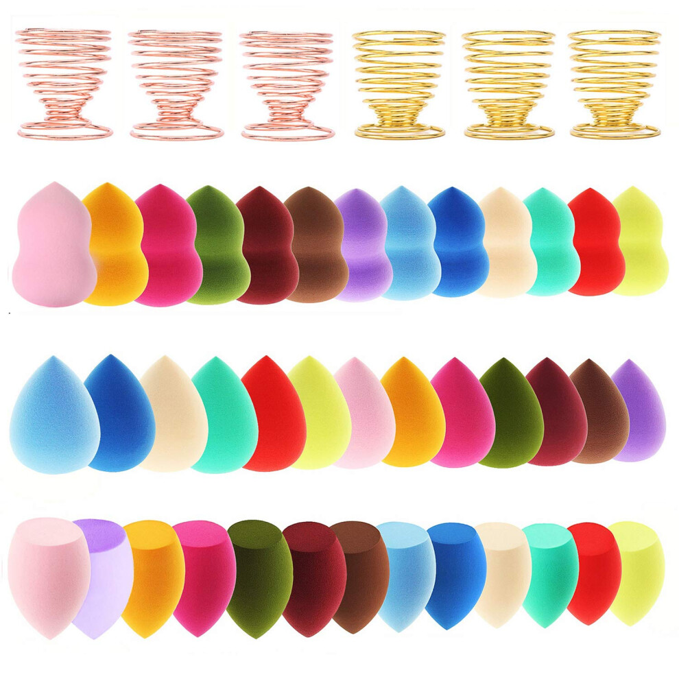 Abgream 45Pcs Makeup Sponge Blender Set - 39 Pcs Latex-Free Vegan Sponges With 6 Pcs Makeup Blender Holder Beauty Cosmetic Foundation Blending Powder