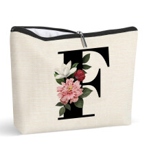 Personalized Letter Cosmetic Bags Gift for Women Initial Letter F Make up Bag Cute Letter Bags with Initials Travel Toiletries Zipper Pouch Monogram