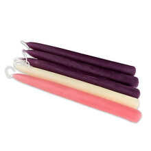 BeeTheLight Beeswax Taper Christmas Advent Candles (Pack of 5) - Handmade Decorative & Dipped Style Smokeless Unscented Candles - 10 Hours Burn Time E
