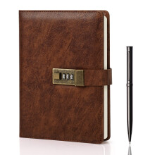 WEMATE Låst Dagbok, A5 PU Läderjournal med Lås 240 Sidor, Vintage Låsdagsbok med Penn & Gåvo