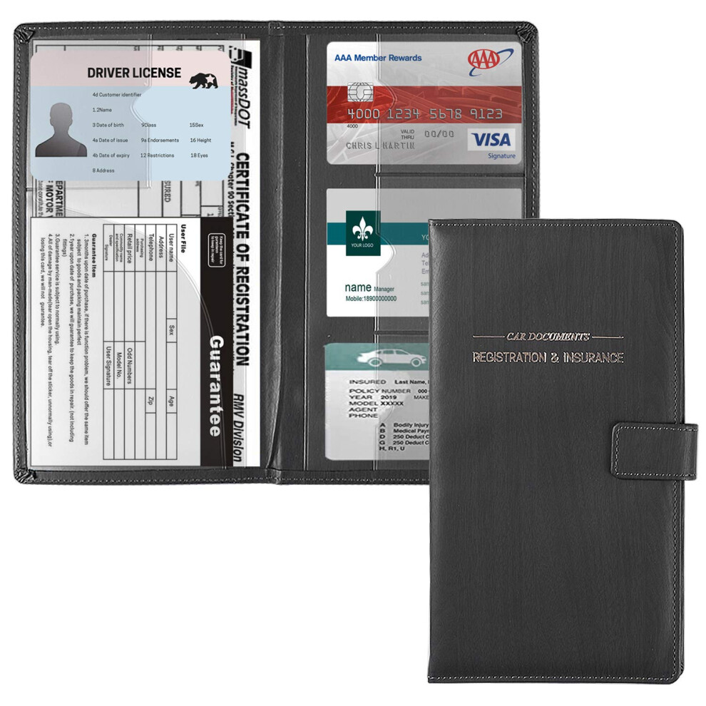 Gnegni Auto-Zulassungs- Und Versicherungskartenhalter Aus Leder, Dokumentenhalter F R Auto Und Lkw, Fahrzeug-Handschuhfach, Dokumenten-Organizer,-image