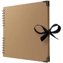 Bstorify 10 x 10 tommer Scrapbook Album til 4 x 6 8 x 10 billeder 70 sider brun tyk 200 gsm Kraft Paper Corner Protectors Ribbon Closure - Ideel
