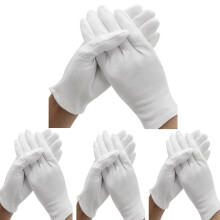 24 Pcs (12 Pair) White Cotton Gloves for Dry Hand Moisturizing Cosmetic Eczema Hand Spa and Coin Jewelry Inspection Checking Gloves Serving Gloves St