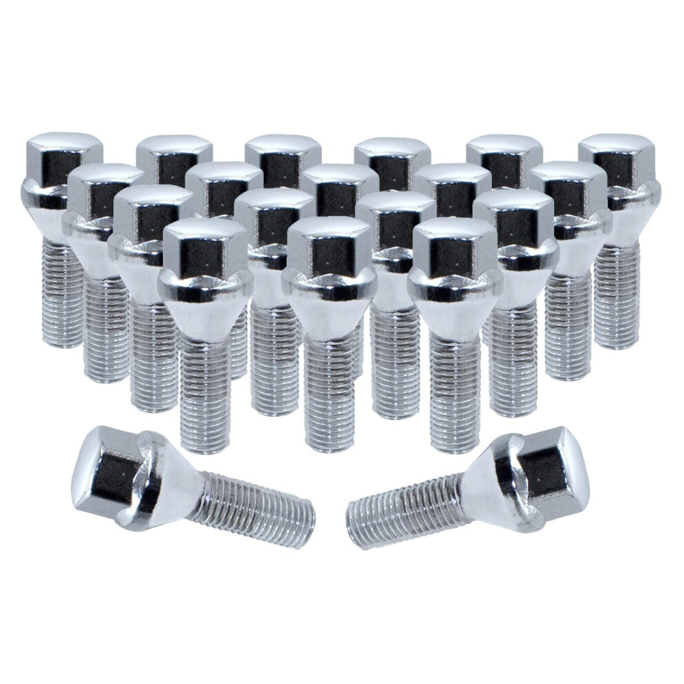 Wheel Accessories Parts 20 Pcs Lug Nut Set M12 x 1.25 12x1.25 Thread Acorn Seat Lug Bolts 17mm Hex 28mm Thread Length Chrome Lug Nuts for Chrysler 200-image-OPC-PGGBZJP-NEW