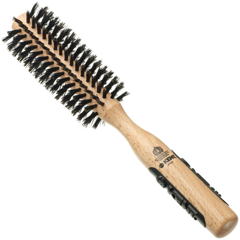 Kent PF04 Small Round Curling Brush with Hard Natural Boar Bristle- Hair Drying Brush  Round Hair Brush  and Blowout Brush - Small Round Brush for Dry
