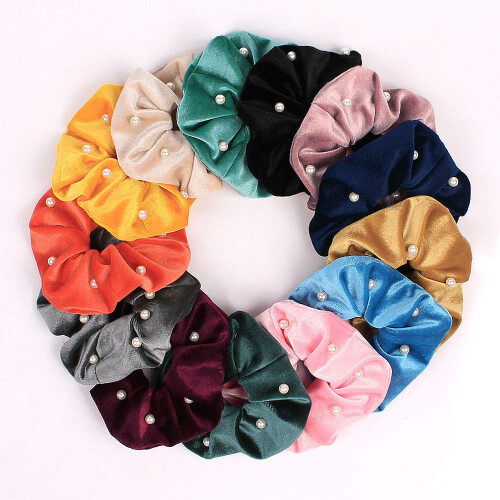 13 pcs Chouchous Cheveux Velours Élastiques, Accessoires Colorés pour Queue de Cheval 1