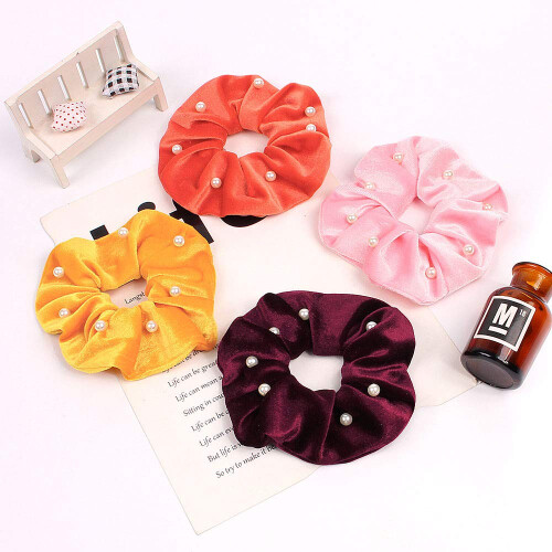 13 pcs Chouchous Cheveux Velours Élastiques, Accessoires Colorés pour Queue de Cheval 2