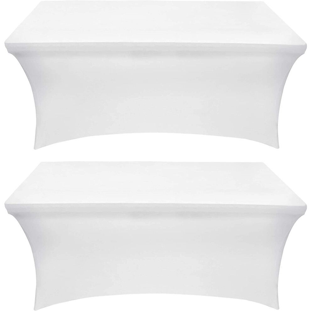 Utopia Kitchen Tovaglia Estensibile [4 Piedi, 122 Cm] - Copritavolo In Spandex Lavabile E Resistente Alle Rughe Per Eventi E Feste (Confezione Da 2, Bianco)-image