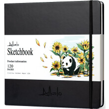 ALKALO Vierkant Schetsboek voor Tekeningen, 120 Pagina's, 122LB/180GSM Dikke Bladen