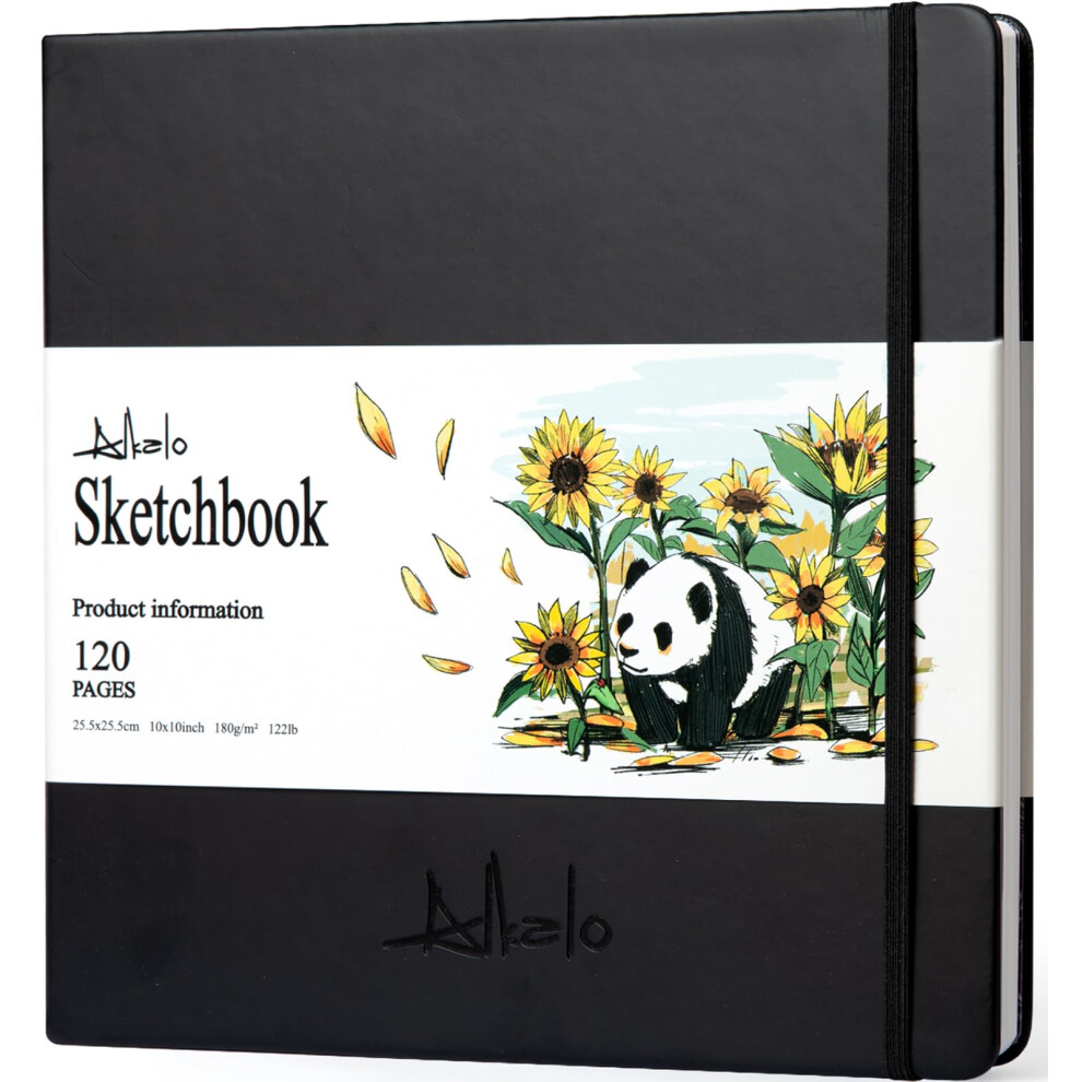 Alkalo Quaderno Da Disegno Quadrato, 120 Pagine, Carta Spessa 180 G/M , Quaderno Da Disegno, Quaderno Da Disegno Per Tecniche Miste, Per Carbonci-image