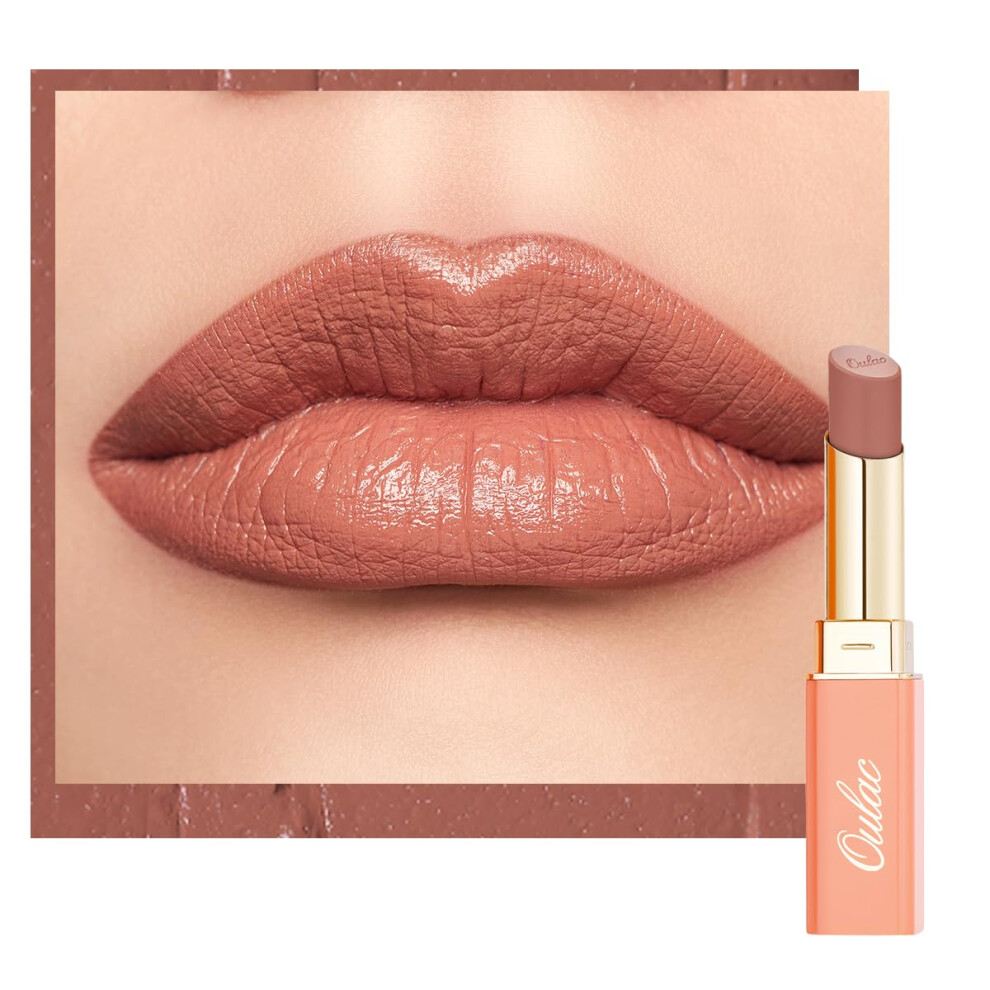 Oulac Color Rich Satin Lipstick - Pink Brown Full Coverage Lip Color Creamy Silky-Smooth Moisturizing Satin Matte Finish Infused With Shea Butter