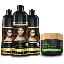 Kit de shampoing couleur ultime Herbishh (3 shampoings colorants + 1 masque capillaire     l'argan) Shampoing couleur lisse et longue dur   e pour ch