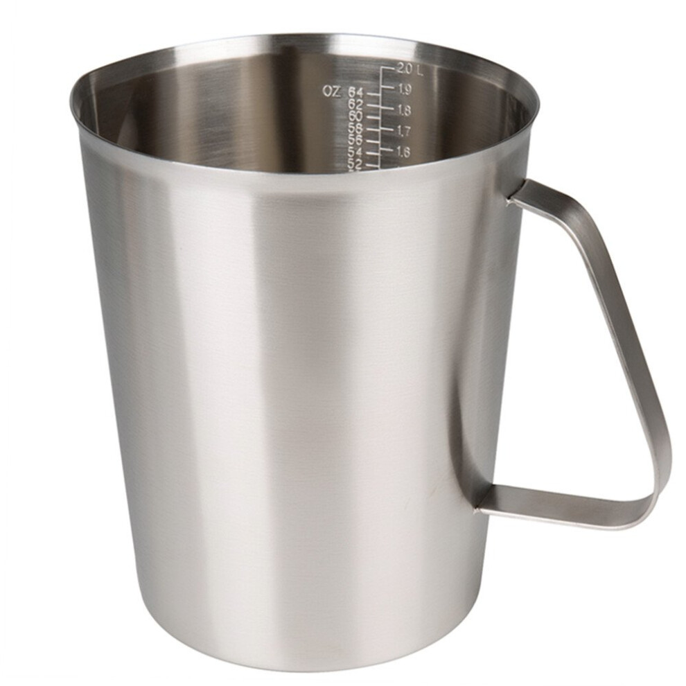 Messbecher Edelstahl-Messbecher (64OZ/2 Liter - 8 Tassen) Hochleistungs-Aufsch Umkrug Milchaufsch Umkrug Milchaufsch Umerbecher Mit Markierung-image