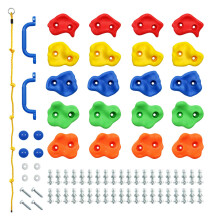 Rainbow Craft Diy Monkey Rock Climbing Holds For Kids - Wall Climbing Rocks of 20pC Rock Wall Hold 2PC Handtag & 1PC 8ft Knutt Climbing Rope - Ki