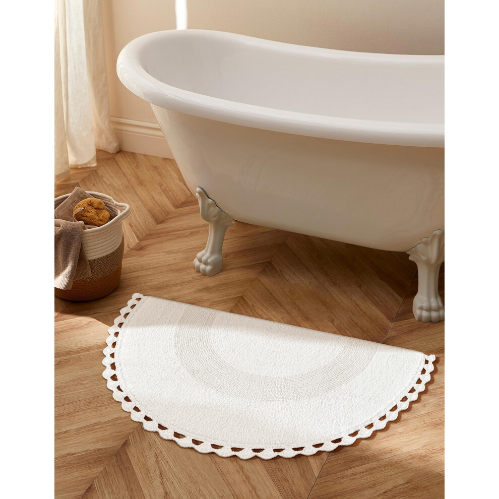 Savi Home Halbrunder Badezimmerteppich Im Bohemian-Stil Mit Handgewebter HäKelbordüRe, WunderschöN Handgefertigte Matte Aus 100 % Baumwolle – 22-image