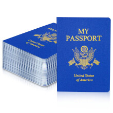XIISVINT 30 Pcs Blank Passport Notebook Blue Passport Book Fake Passport Travel Journal Sticker Collection Book for Kids School Projects World Tr