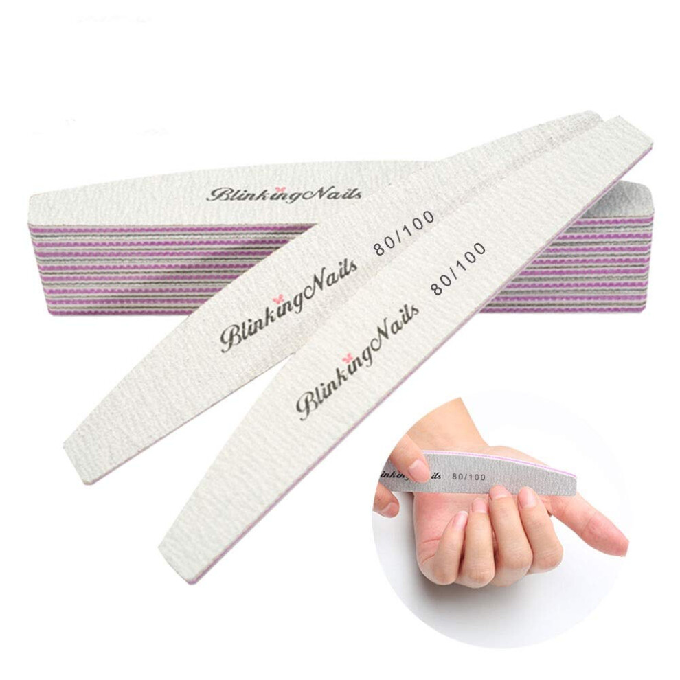 Blinkingnails Abrasive Nail File 80/100 Grit 10Pcs Acrylic Nail Files And Buffers Professional Washable Nail File Buffer Block With Double Sides Designed Disposabl