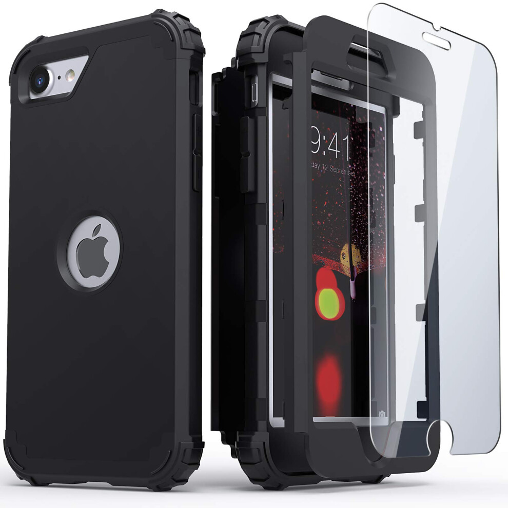 Coque IDweel pour iPhone SE 2020 avec protection d'   cran en verre tremp   , coque pour iPhone SE 3 (3e 2022), 3 en 1, absorption des chocs, fine et