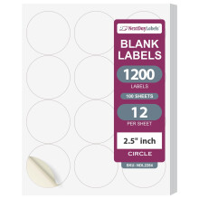 NextDayLabels - 2.5 Inch Round Labels - Round Sticker Labels for Printer - Matte White Blank Laser/Inkjet Printer Labels - Circle Stickers Printable