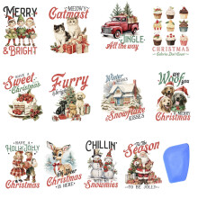 ZMRU 24 Bltter Vintage Weihnachtsabliebe fr Transfers fr Handwerksabliebe auf Transfers Weihnachten fr Holzmbel Abziehbilder Glas Porzellan