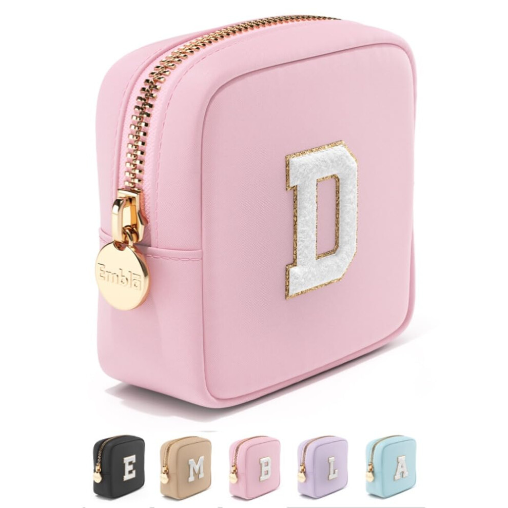 Trousse de maquillage Preppy, trousse de maquillage de voyage mignonne avec initiale personnalisée, pochette zippée pour filles, sac à main, orga