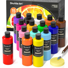 Peinture acrylique Shuttle Art, 15 couleurs, grand flacon de 473 ml, pigments riches, haute viscosit , pour artistes d butants et enfants, sur ro
