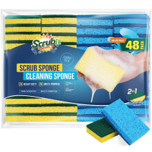 Eponge a vaisselle de la cuisine 48 Pack Sponge pour laver la vaisselle cuisine et salle de bain - eponges de lave-vaisselle bleu et jaune avec u