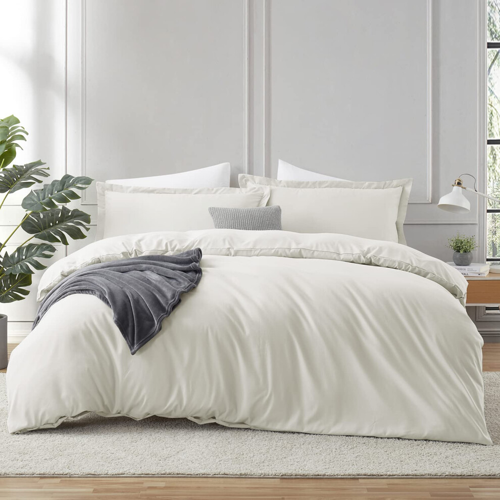Housse de couette Hearth & Harbor Off White King Size - Ensemble de housse de couette King 3 pi   ces Housses de couette King bross   es doubles douc
