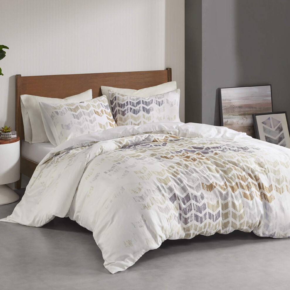 Inspire by INTELLIGENT DESIGN Parure de lit r   versible 100 % satin de coton - Housse de couette respirante - Ensemble de literie moderne toutes s