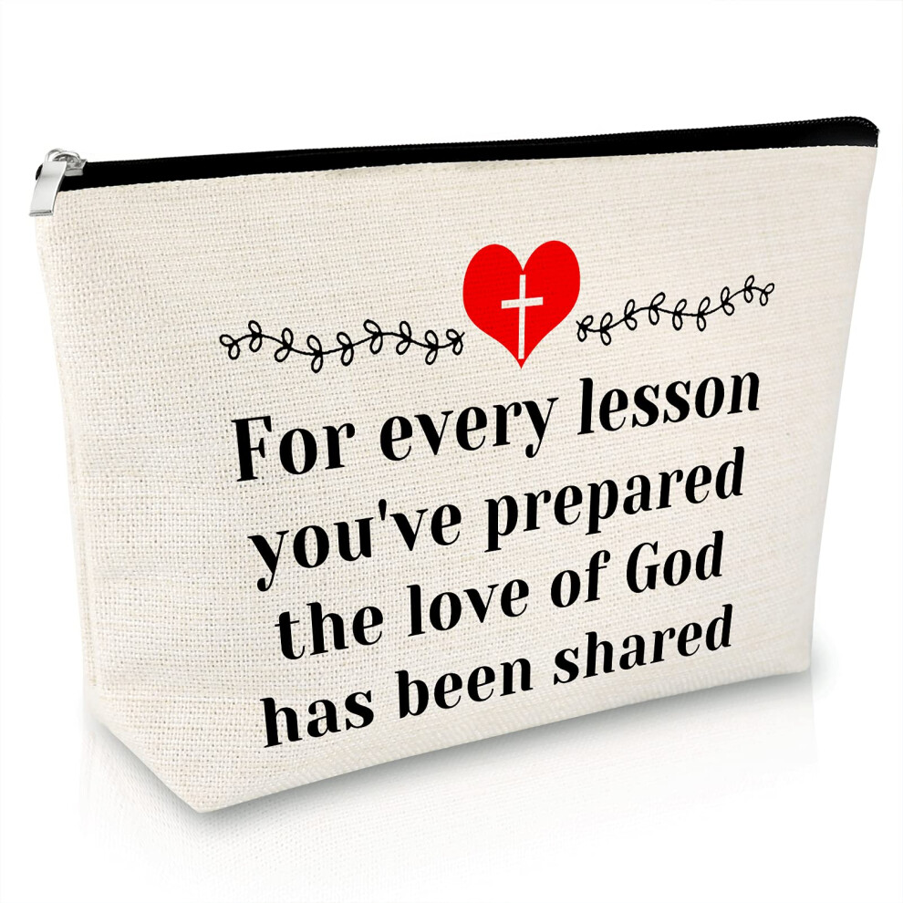 Sfodiary Christian Religious Gift For Women Makeup Bag Sunday School Teacher Gifts Teacher Appreciation Gift Cosmetic Bag Church Teacher Christian Teacher Gift