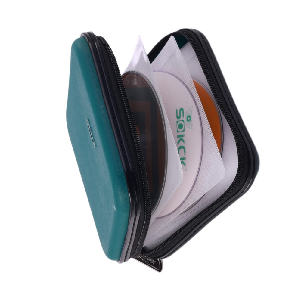 Xiongye - Custodia Rigida Per Cd, Dvd, 32 Capacità, Resistente, Per Auto, Disco Portatile, Dvd/Vcd, Custodia Rigida, Supporto Per Dischi Cd Auto, Libretto, Portafoglio Blu-Ray (32 Capacità, Verde Scuro)-image
