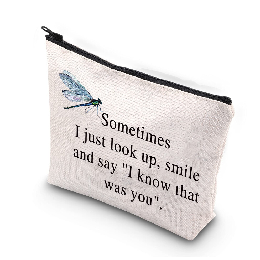 Bdpwss Dragonfly Memorial Gifts Dragonfly Lover Gifts Sometimes I Just Look Up Smile And Say I Know That Was You Dragonfly Makeup Organizer Bag Spiritual Fai