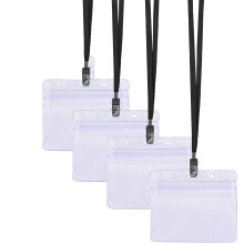 See-it! 330 PCS font 110 porte-etiquettes de noms avec des longes et cartes d'insert blancs Horizontal Clear Plastic Badge Protector ID Solder et