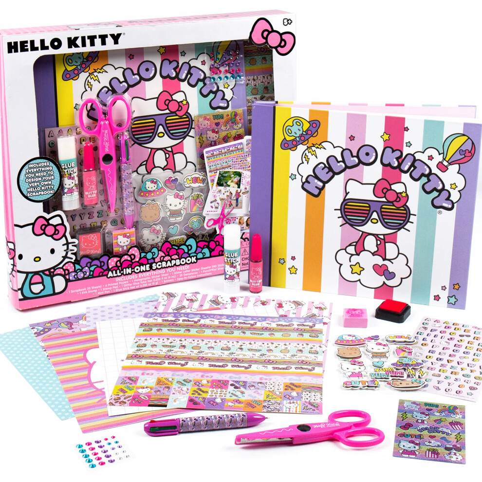 Hello Kitty All-in-One DIY   Design Your Own Scrapbook with Over 250 Essentials  Great Hello Kitty Toys for Weekend Activity  Photo & Keepsake Album f