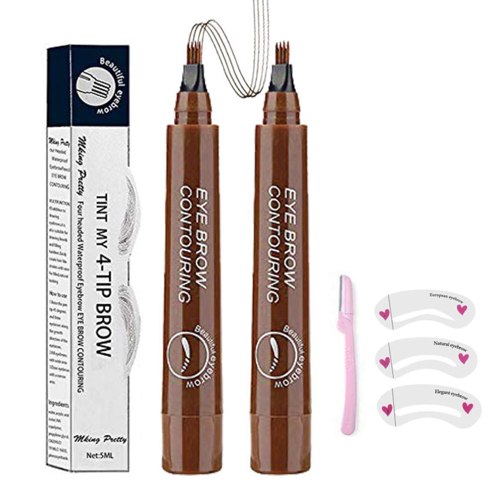 Quemiss Microblading Eyebrow Pen Eyebrow Pen 4 Points Eyebrow Pencil Creates Lasting Makeup Professional Natural Looking Eyebrows Cover Sparse Areas Daily
