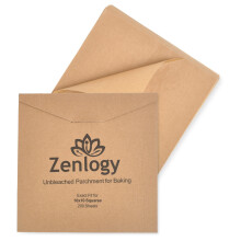 ZenLogy 10x10 Parchment Paper Squares (200 ark) Oblekt hg vrme non -stick frskuren bakpapper - passar 10x10 fyrkantiga pannor brdrostbrickor