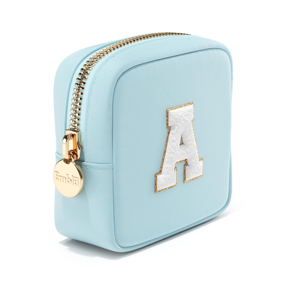 Trousse de maquillage Embla Preppy, trousse de maquillage de voyage mignonne avec initiale personnalisée, pochette zippée pour filles, sac à main