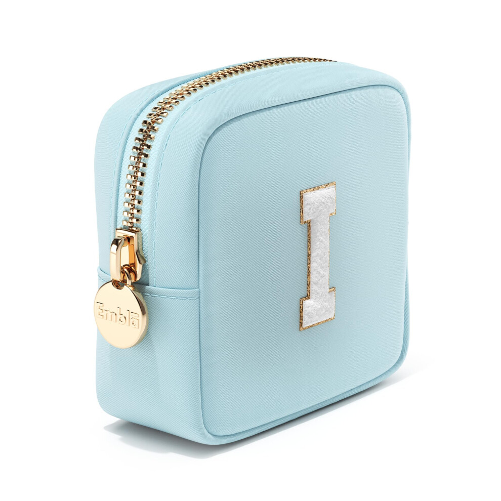 Trousse de maquillage Embla Preppy, trousse de maquillage de voyage mignonne avec initiale personnalisée, pochette zippée pour filles, sac à main