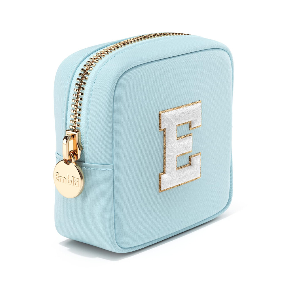 Trousse de maquillage Embla Preppy, trousse de maquillage de voyage mignonne avec initiale personnalisée, pochette zippée pour filles, sac à main