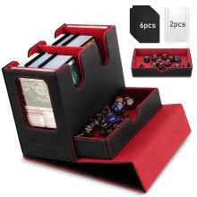 TiMOVO MTG Deck Box MTG Commander Card Deck Box with Commander Display & Dice Tray Fits 400+ Unsleeved Cards Leather Magnetic Card Storage Case with