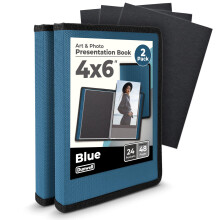 Album foto mic Dunwell 4x6 cu hrtie de montare neagra (2-pachet albastru) 4 x 6 carte de prezentare a portofoliului foto ?i arta, fiecare arata