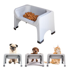 Fluff Trough Elevated Dog Bowl for Food | 5inch Tall Cat & Dog Feeding Station | Vet Approved Non-Toxic Silicone Feeder Bowl Insert | Raised Bowl