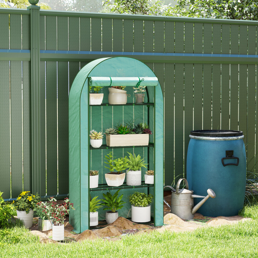 Outsunny 4 Tier Mini House With Reinforced Pe Cover, Green