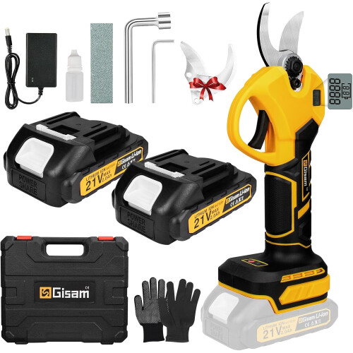 SEESII Akku Astschere 40mm | Elektrische Gartenschere Mit 2x 4000mAh | Bürstenloser Motor