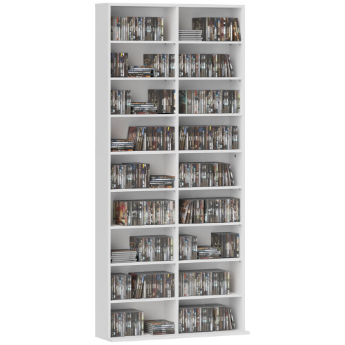 Homcom HOMCOM 640 CD Storage Unit 360 DVD Storage Tower w/ 18 Compartments White 1