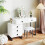 Homcom HOMCOM Dressing Table with LED Leaf Shape Mirror and 5 Drawers, White 8