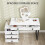 Homcom HOMCOM Dressing Table with LED Leaf Shape Mirror and 5 Drawers, White 5